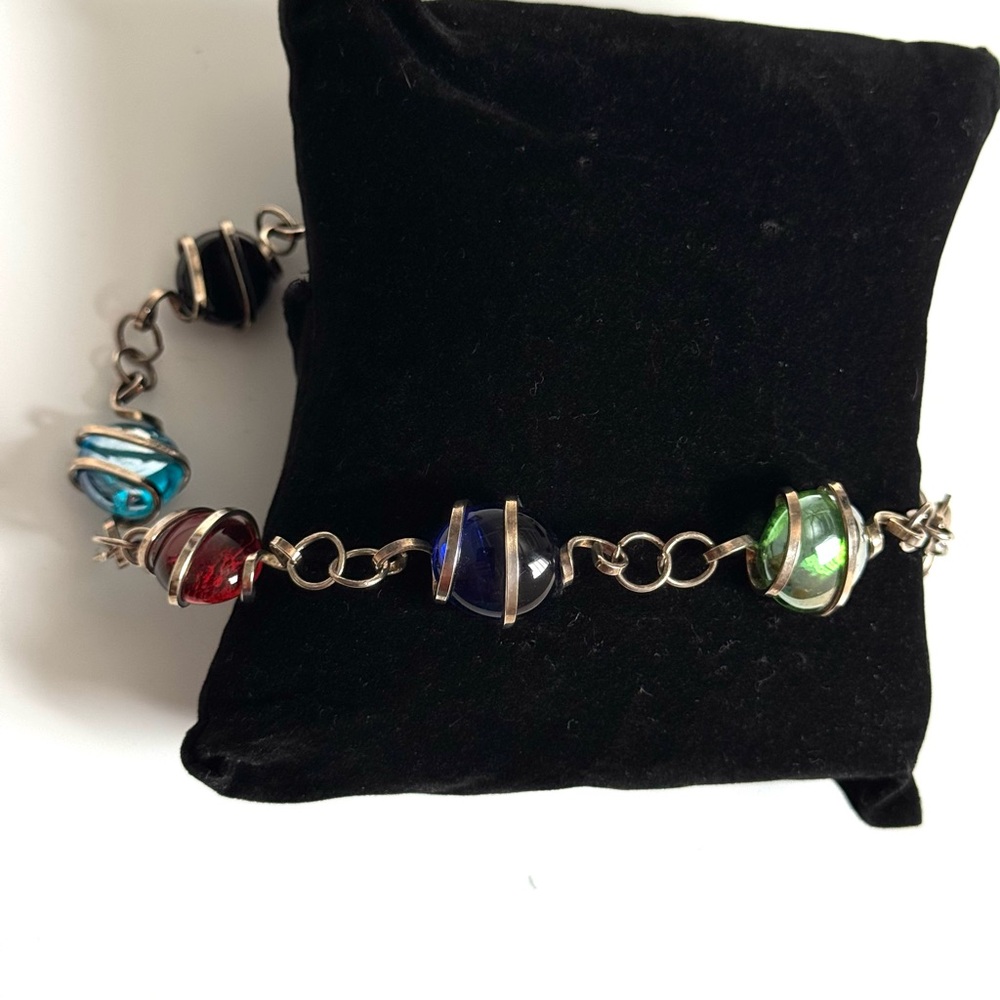 Silver Multicolor Beaded Bracelet